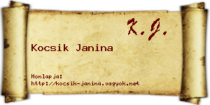 Kocsik Janina névjegykártya
